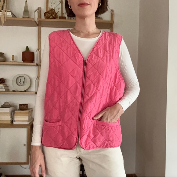 Vintage Pink Silk Quilted Vest - Picture 4 of 8